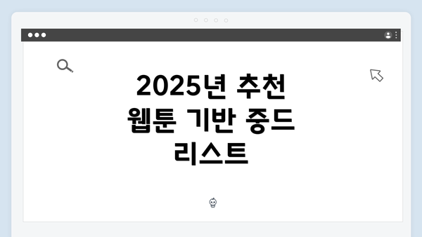2025년 추천 웹툰 기반 중드 리스트
