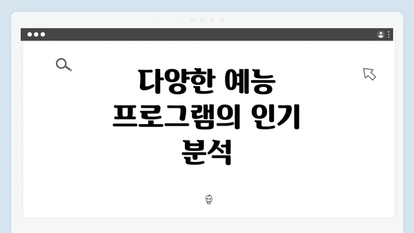 다양한 예능 프로그램의 인기 분석