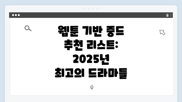 웹툰 기반 중드 추천 리스트: 2025년 최고의 드라마들