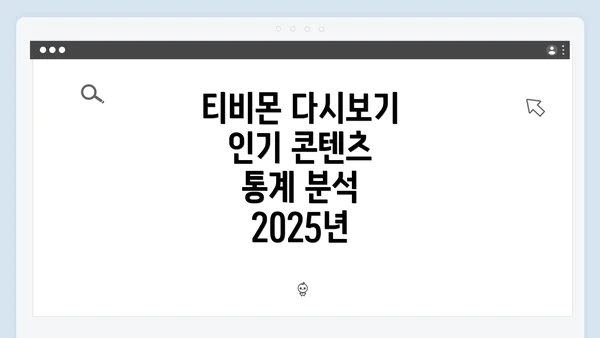티비몬 다시보기 인기 콘텐츠 통계 분석 2025년