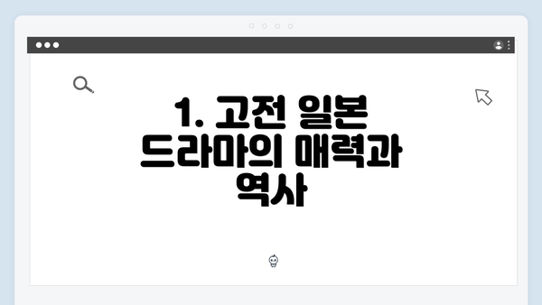 1. 고전 일본 드라마의 매력과 역사