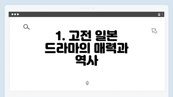 1. 고전 일본 드라마의 매력과 역사