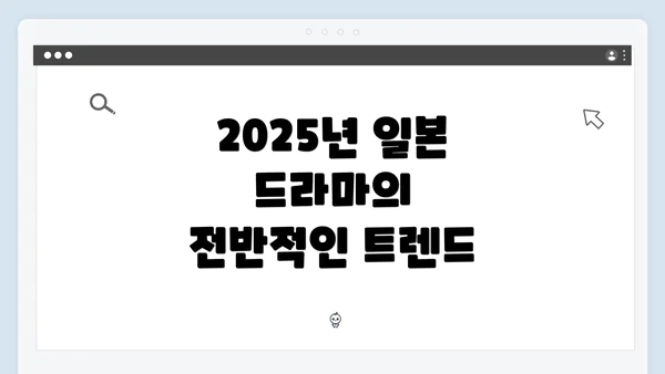 2025년 일본 드라마의 전반적인 트렌드