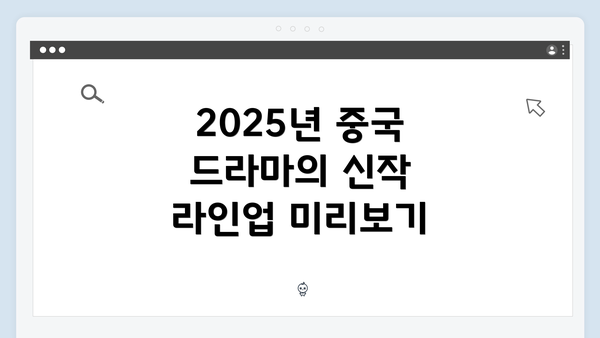 2025년 중국 드라마의 신작 라인업 미리보기