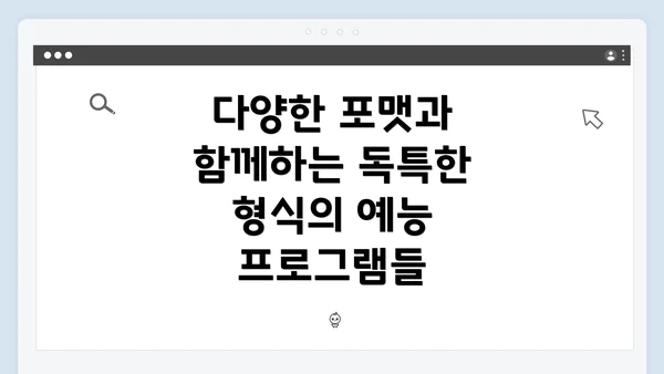 다양한 포맷과 함께하는 독특한 형식의 예능 프로그램들