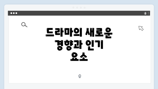 드라마의 새로운 경향과 인기 요소
