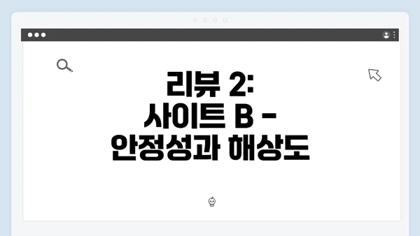 리뷰 2: 사이트 B - 안정성과 해상도