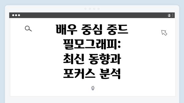 배우 중심 중드 필모그래피: 최신 동향과 포커스 분석