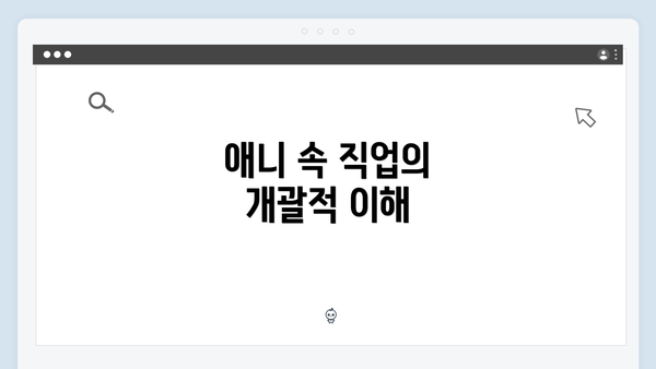 애니 속 직업의 개괄적 이해
