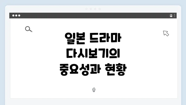 일본 드라마 다시보기의 중요성과 현황