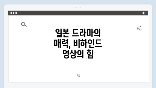 일본 드라마의 매력, 비하인드 영상의 힘