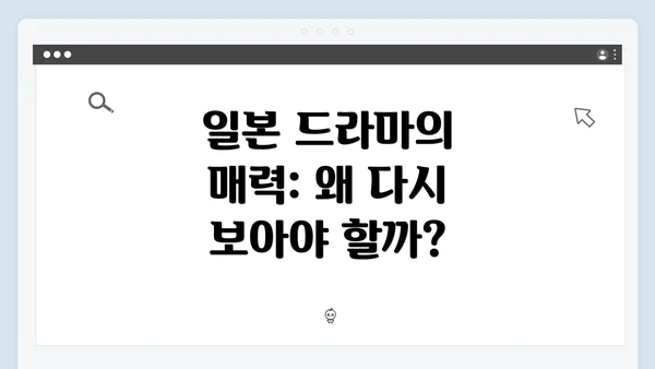일본 드라마의 매력: 왜 다시 보아야 할까?