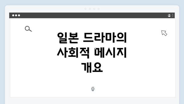 일본 드라마의 사회적 메시지 개요