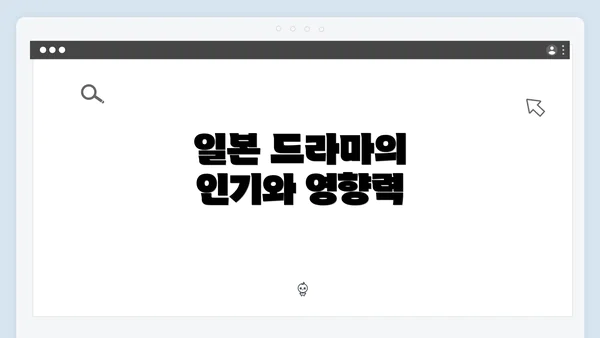 일본 드라마의 인기와 영향력