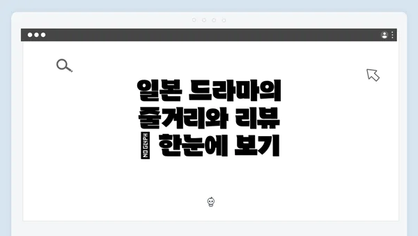 일본 드라마의 줄거리와 리뷰 | 한눈에 보기