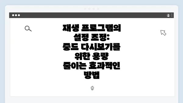 재생 프로그램의 설정 조정: 중드 다시보기를 위한 용량 줄이는 효과적인 방법