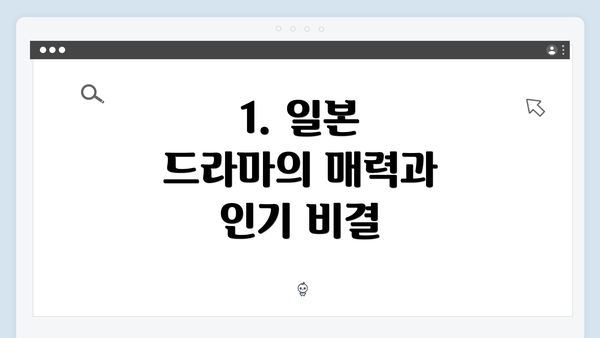 1. 일본 드라마의 매력과 인기 비결