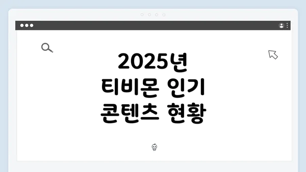 2025년 티비몬 인기 콘텐츠 현황