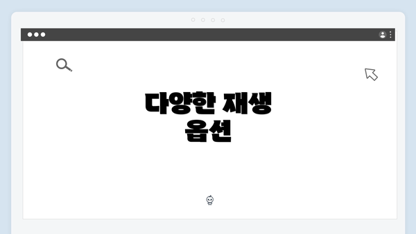 다양한 재생 옵션