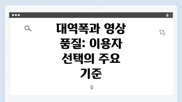 대역폭과 영상 품질: 이용자 선택의 주요 기준