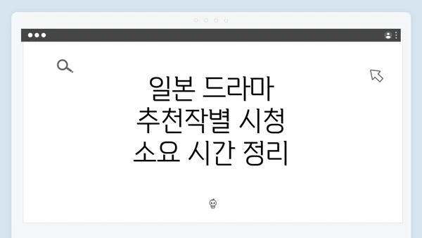 일본 드라마 추천작별 시청 소요 시간 정리