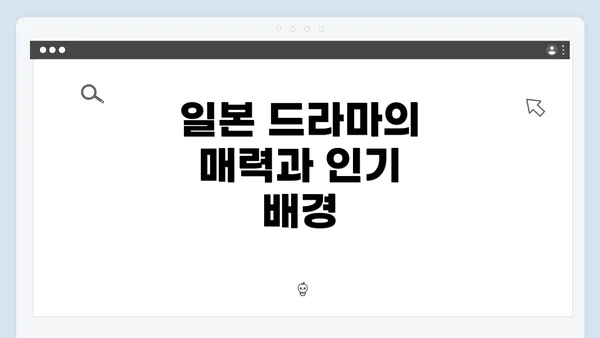 일본 드라마의 매력과 인기 배경