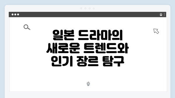 일본 드라마의 새로운 트렌드와 인기 장르 탐구