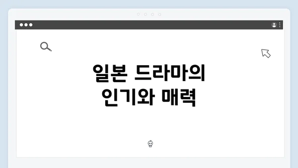 일본 드라마의 인기와 매력