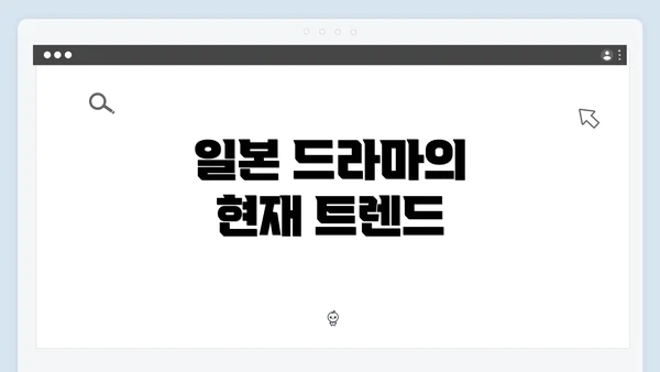 일본 드라마의 현재 트렌드