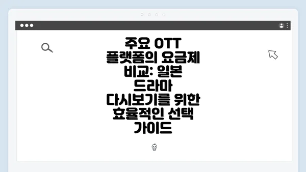 주요 OTT 플랫폼의 요금제 비교: 일본 드라마 다시보기를 위한 효율적인 선택 가이드