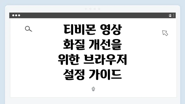티비몬 영상 화질 개선을 위한 브라우저 설정 가이드