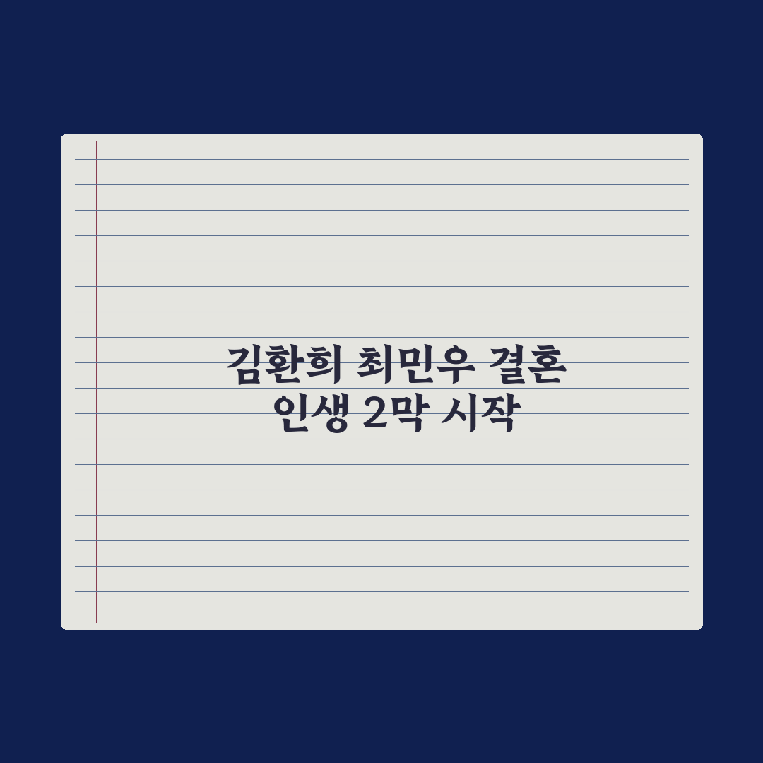 뮤지컬 배우 김환희·최민우 결혼 “인생 2막 시작” 심층분석: 핵심 3선