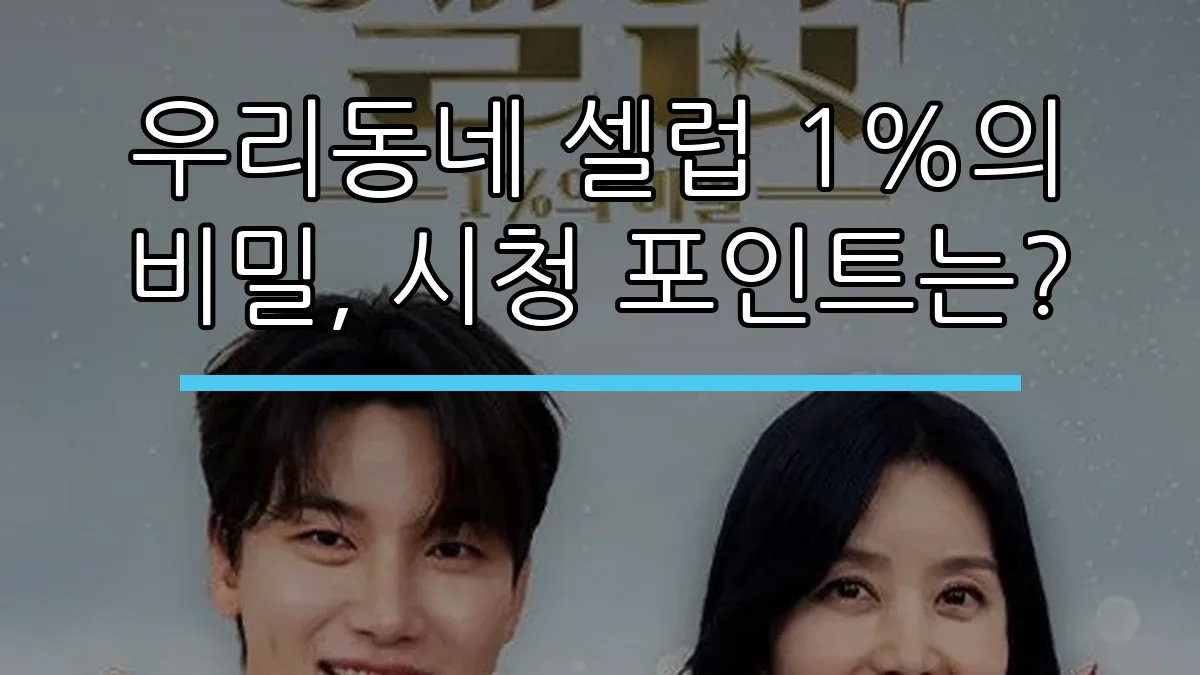 우리동네 셀럽 1%의 비밀, 시청 포인트는?